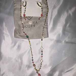 (New) Kendra Scott Gold Multi-Colored Bead Necklace and Earring Set